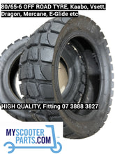 80/65-6 off-road tire compatible with Mercane G2 Kaabo, VSETT, and E-Glide electric scooters
